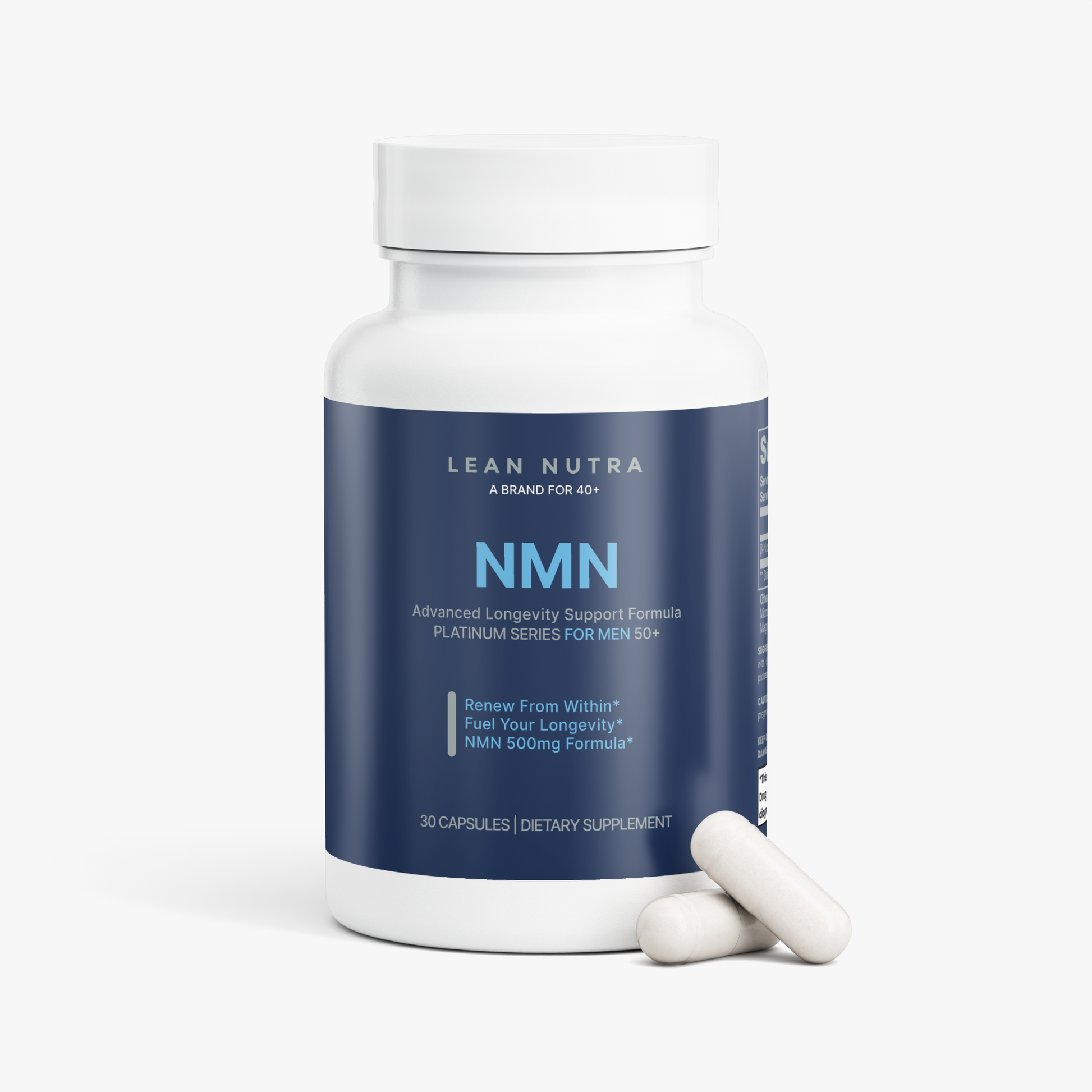 NMN Platinum Series for Men 50+ bottle angle
