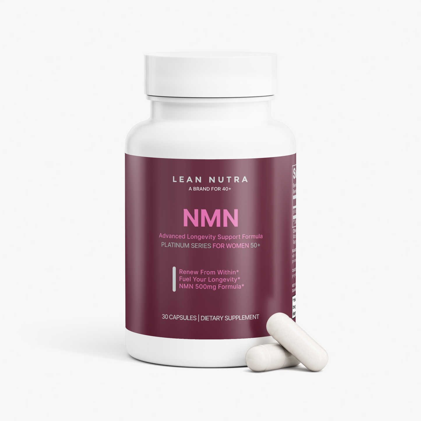 NMN Platinum Series for Women 50+ bottle angle