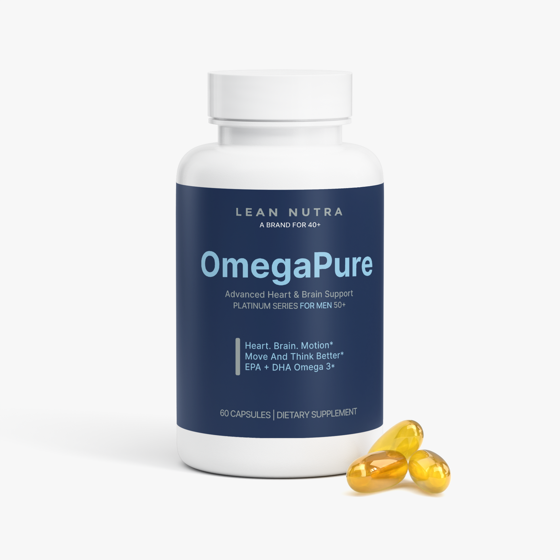 OmegaPure Platinum Series for Men 50+ bottle angle