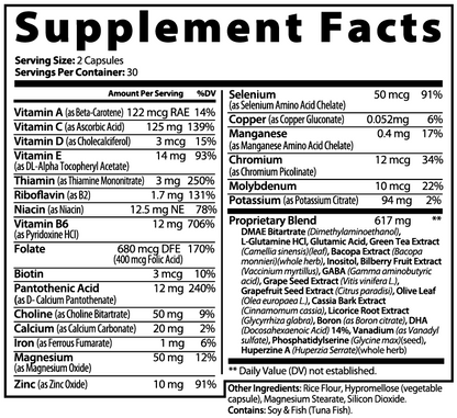 FocusFlex Supplement Facts panel