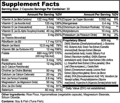 FocusFlex Supplement Facts panel