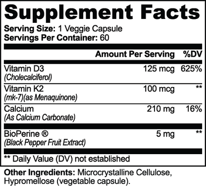 FortiBone Supplement Facts panel