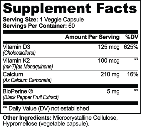 FortiBone Supplement Facts panel