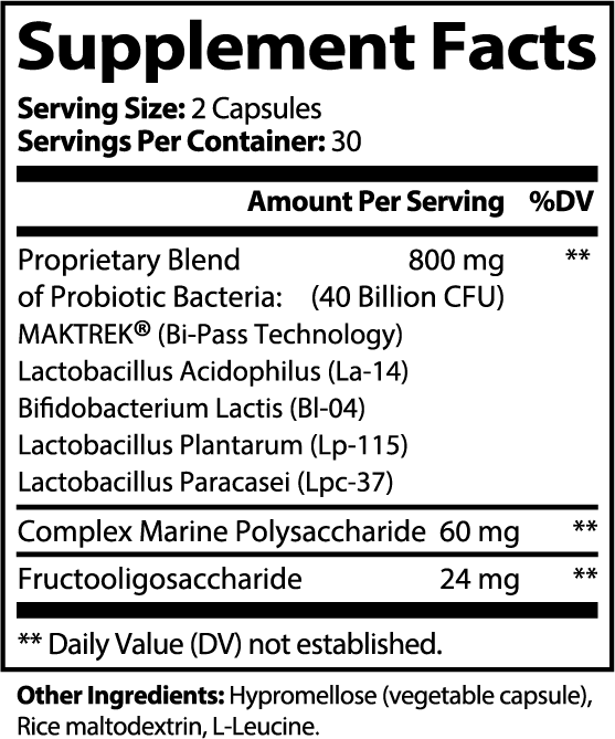 FloraCore Supplement Facts panel