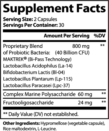 FloraCore Supplement Facts panel