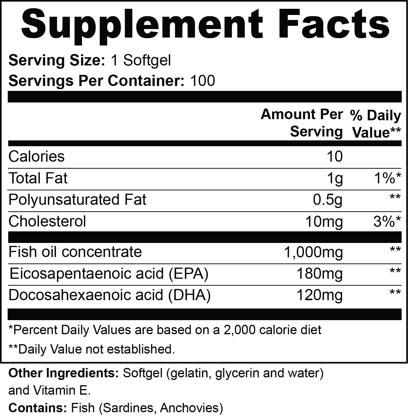 OmegaPure Supplement Facts panel