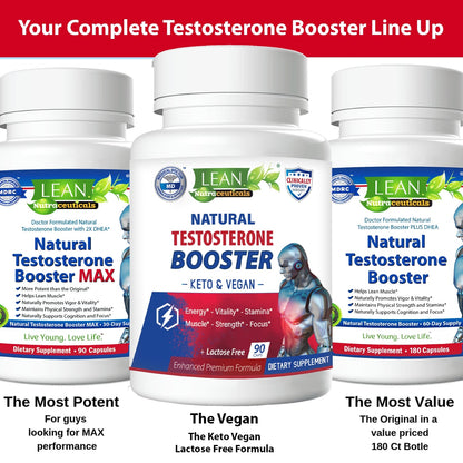 LEAN Nutraceuticals Testosterone Booster MAX for Men - Natural and MD Certified