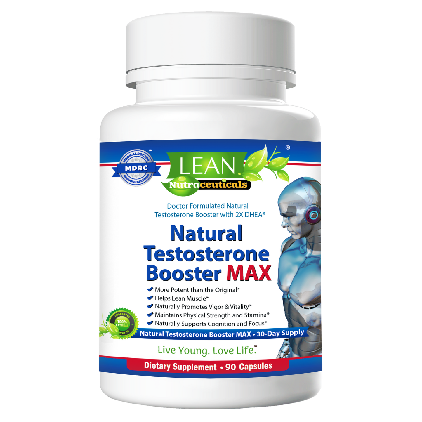 LEAN Nutraceuticals Testosterone Booster MAX for Men - Natural and MD Certified