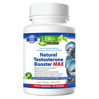 LEAN Nutraceuticals Testosterone Booster MAX for Men - Natural and MD Certified