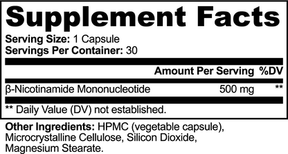 NMN Supplement Facts panel