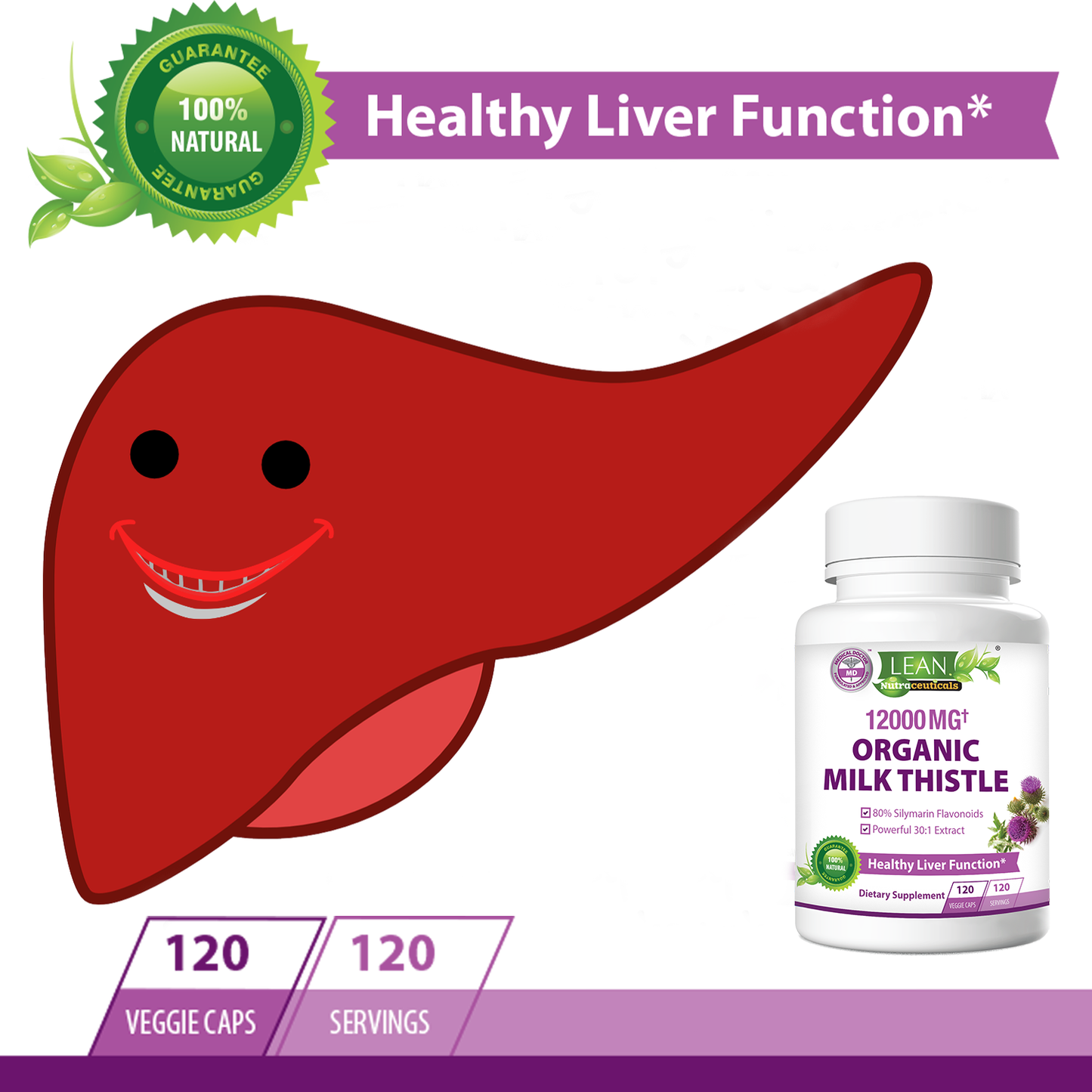 Best Natural Remedy Home Medicine Herbal Supplement Organic Milk Thistle for Liver Health Support and Prevention of Fat Liver Alcohol Liver and Other Liver Disease