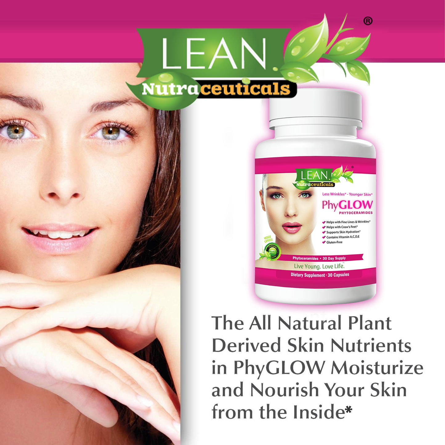 All Natural Plant Devired Skin Nutrients from Phytoceramide Ceramide Pills Moisturize Nourish Skin from the Inside Out Lift Facial Skin for Men and Women
